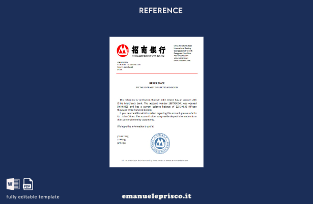 modello di riferimento di China Merchants in stile verificato